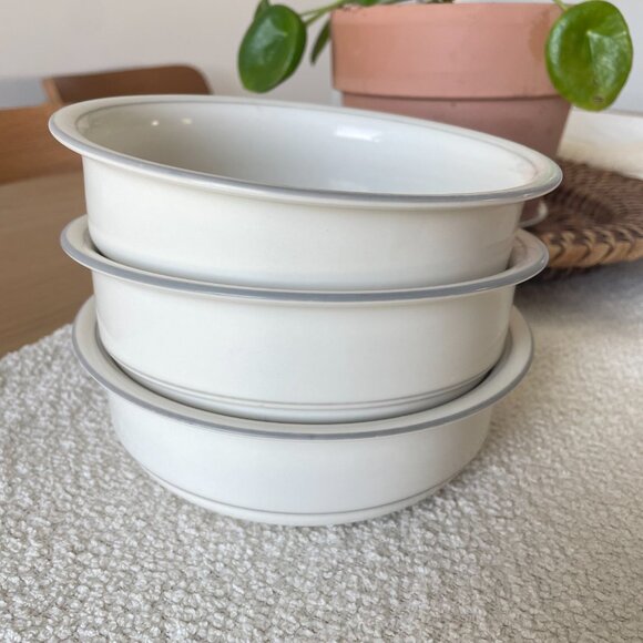 Lenox “For the Grey” Grey Pinstripes Soup / Cereal Bowl, Set of 3 - Picture 2 of 5